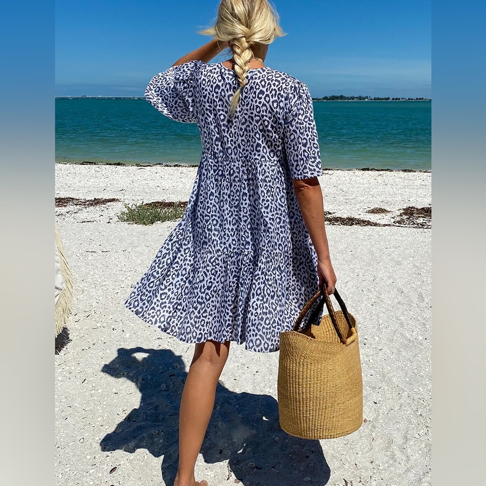 NWT: Emerson Fry India Collection // ISLA DRESS - CHARCOAL LEOPARD ORGANIC.